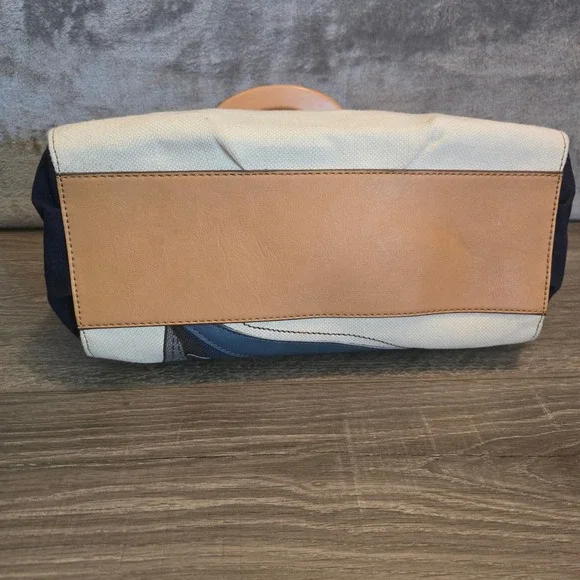 Relic Floral Applique Canvas Satchel Purse Acrylic Handle Handbag Bag - Picture 3 of 9